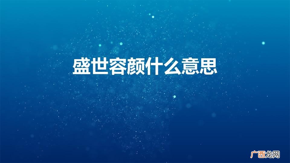 盛世容颜什么意思、 盛世容颜什么意思