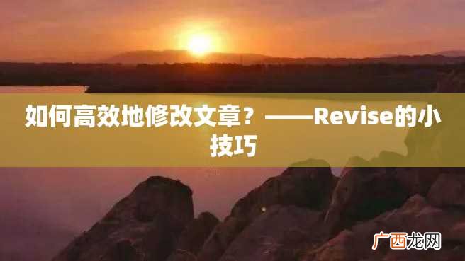 如何高效地修改文章？——Revise的小技巧