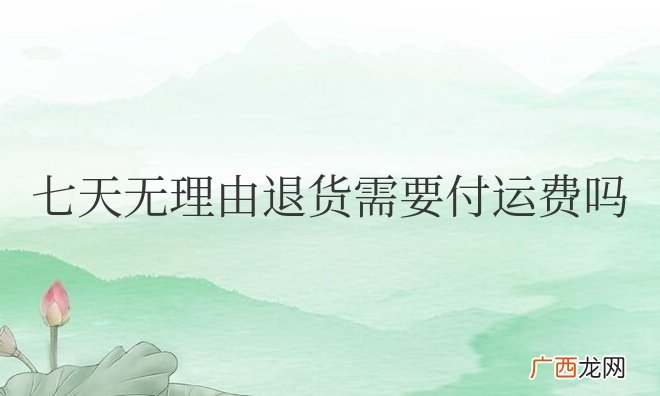 七天无理由退货需要付运费吗