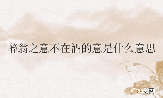 比喻本意并不在此 醉翁之意不在酒的意是什么意思解释