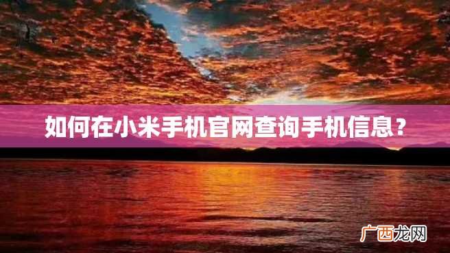 如何在小米手机官网查询手机信息？