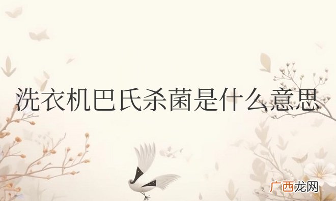 洗衣机巴氏杀菌是什么意思