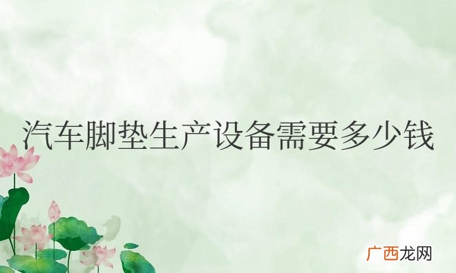 汽车脚垫生产设备需要多少钱加技术