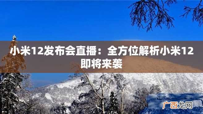 小米12发布会直播：全方位解析小米12即将来袭