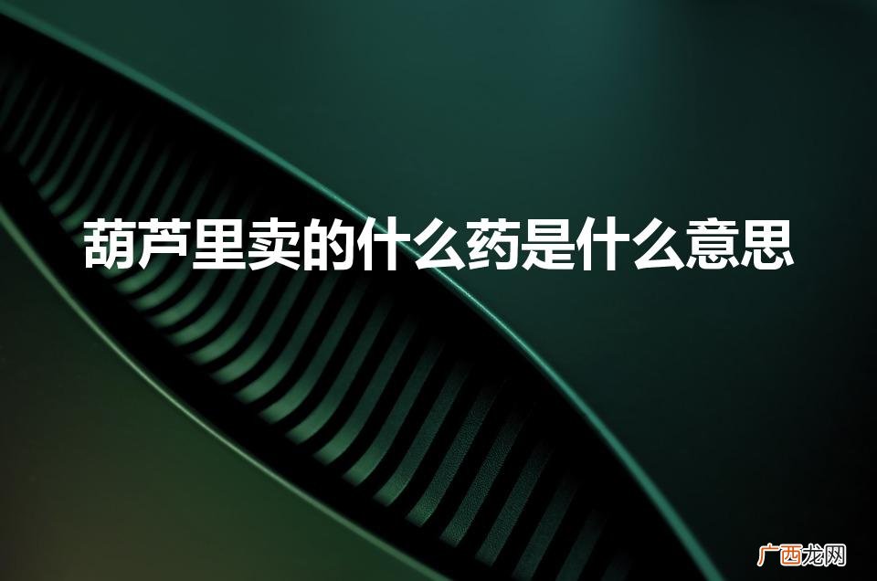 成语含义解释 葫芦里卖的什么药是什么意思