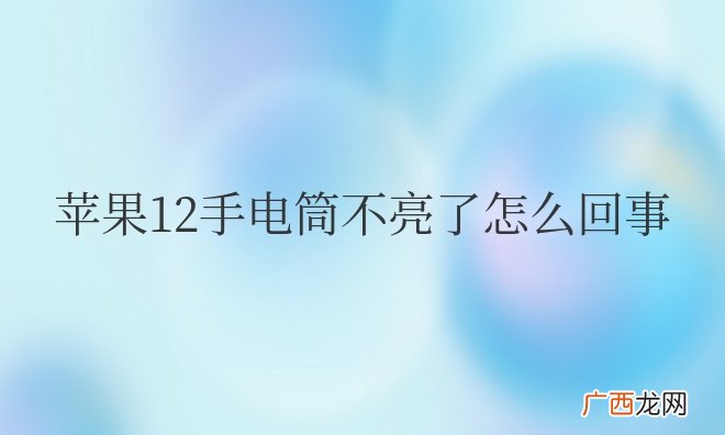苹果12手电筒不亮了怎么回事
