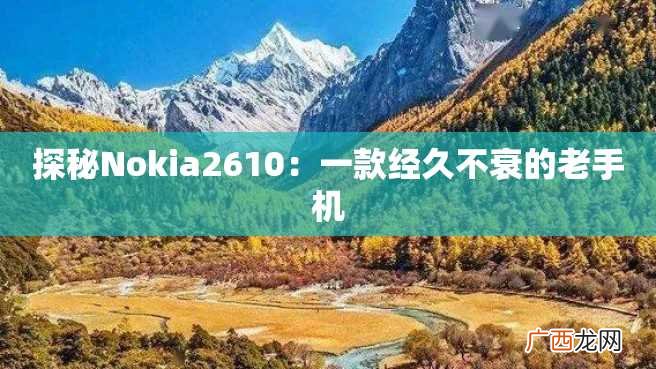 探秘Nokia2610:一款经久不衰的老手机