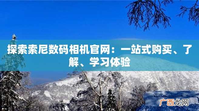 探索索尼数码相机官网:一站式购买、了解、学习体验
