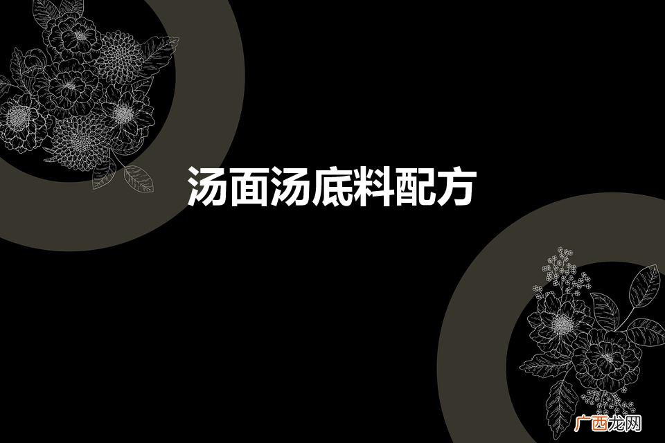 开面馆汤料配方 汤面汤底料配方